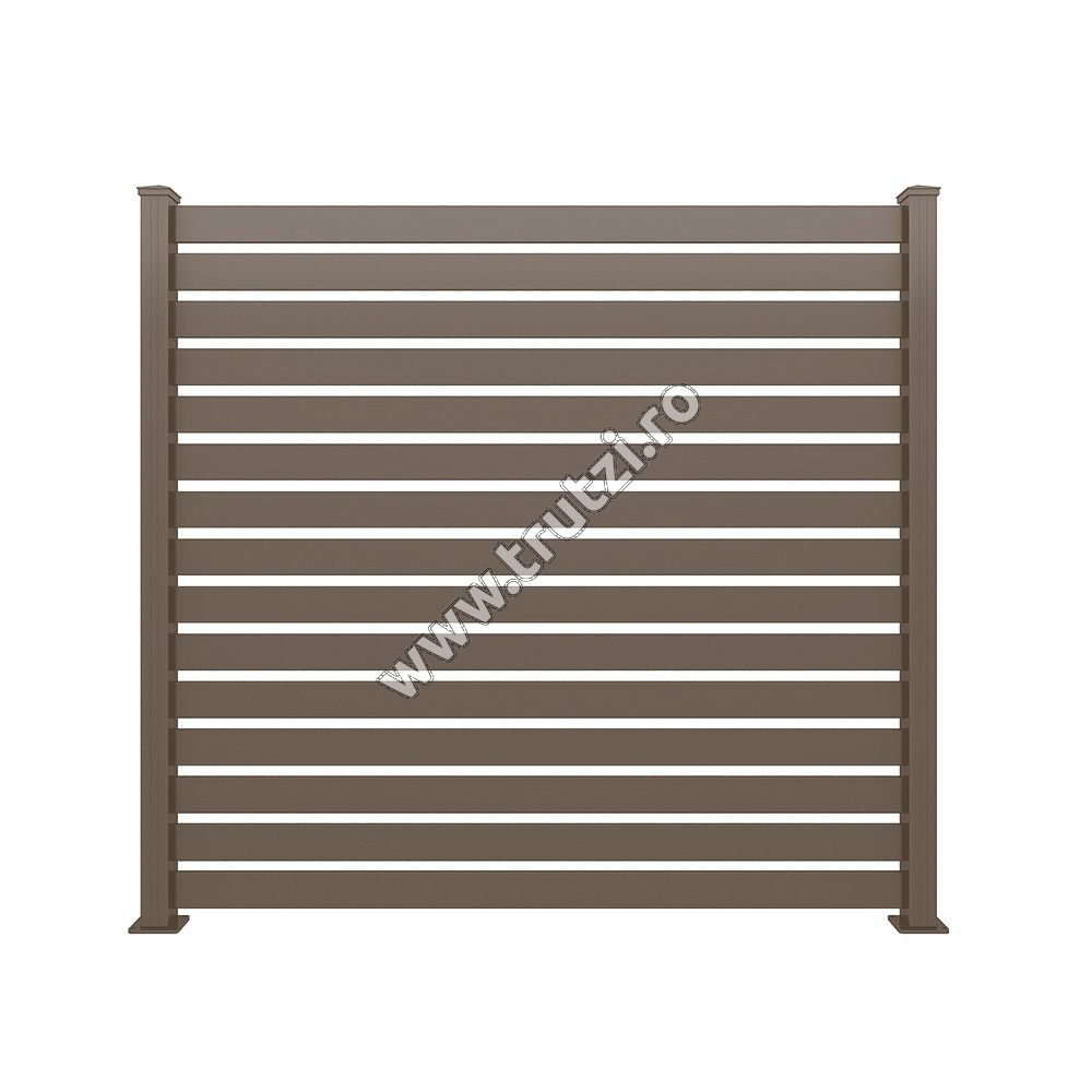 Imagine panou gard aluminiu model zebra, l2000xh2000mm, maro ral 8014, distantier 30cm