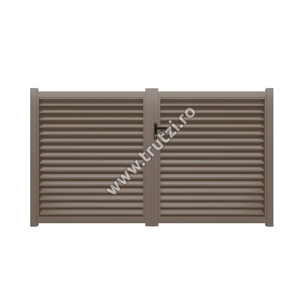 Imagine poarta batanta aluminiu model jaluzea 3500x2000mm, maro ral 8014