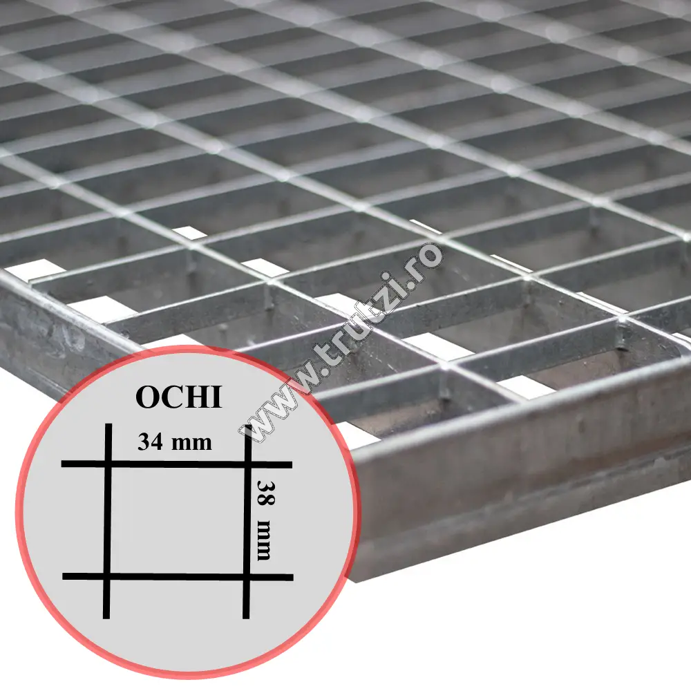 Imagine gratar zincat 30x3mm, 1000x1000 mm, ochi 34x38 mm