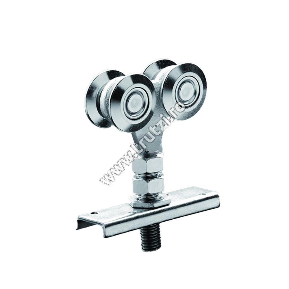 Imagine carucior cu 4 role metalice pentru usi suspendate, d-55mm, c-34mm, c1-11mm, m-m2