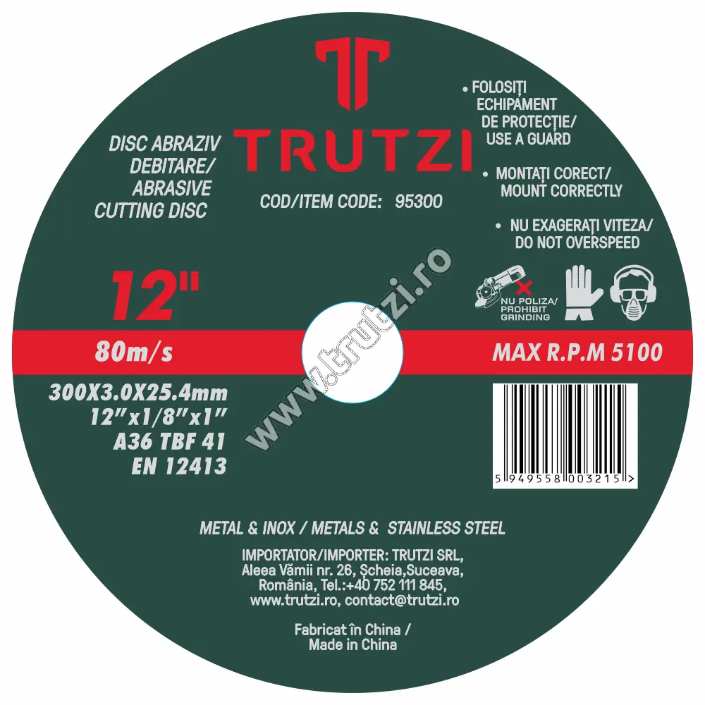 Imagine disc abraziv debitare metal 300x3.0x25.4mm
