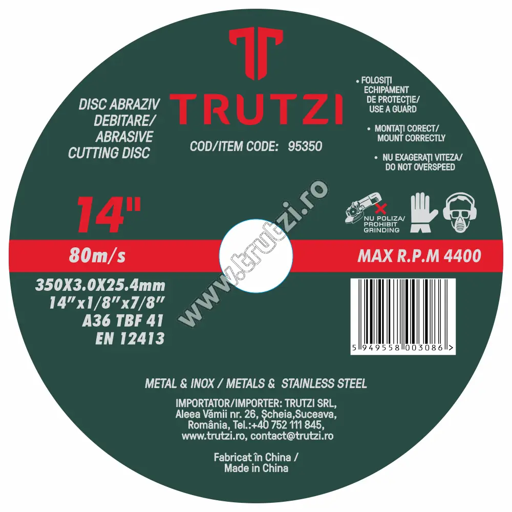 Imagine disc abraziv debitare metal 350x3.0x25.4mm