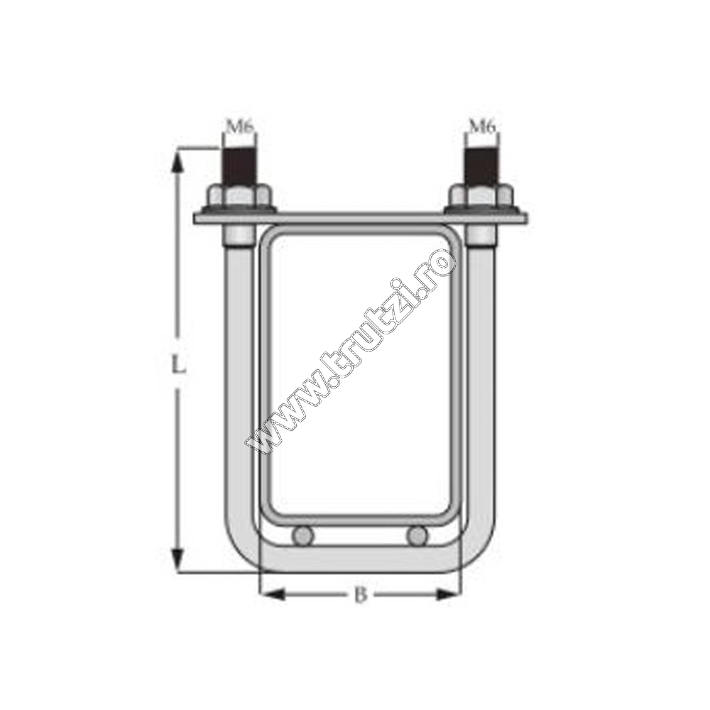 Imagine brida pentru prindere panouri bordurate m6x75mm pe stalp 50x50mm