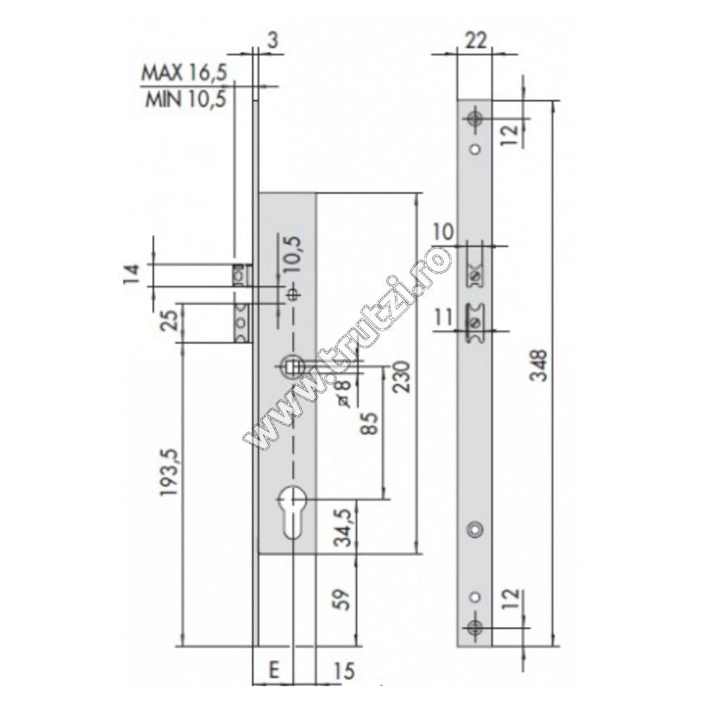 Broască electromagnetică Cisa H1-348mm, H2-230mm