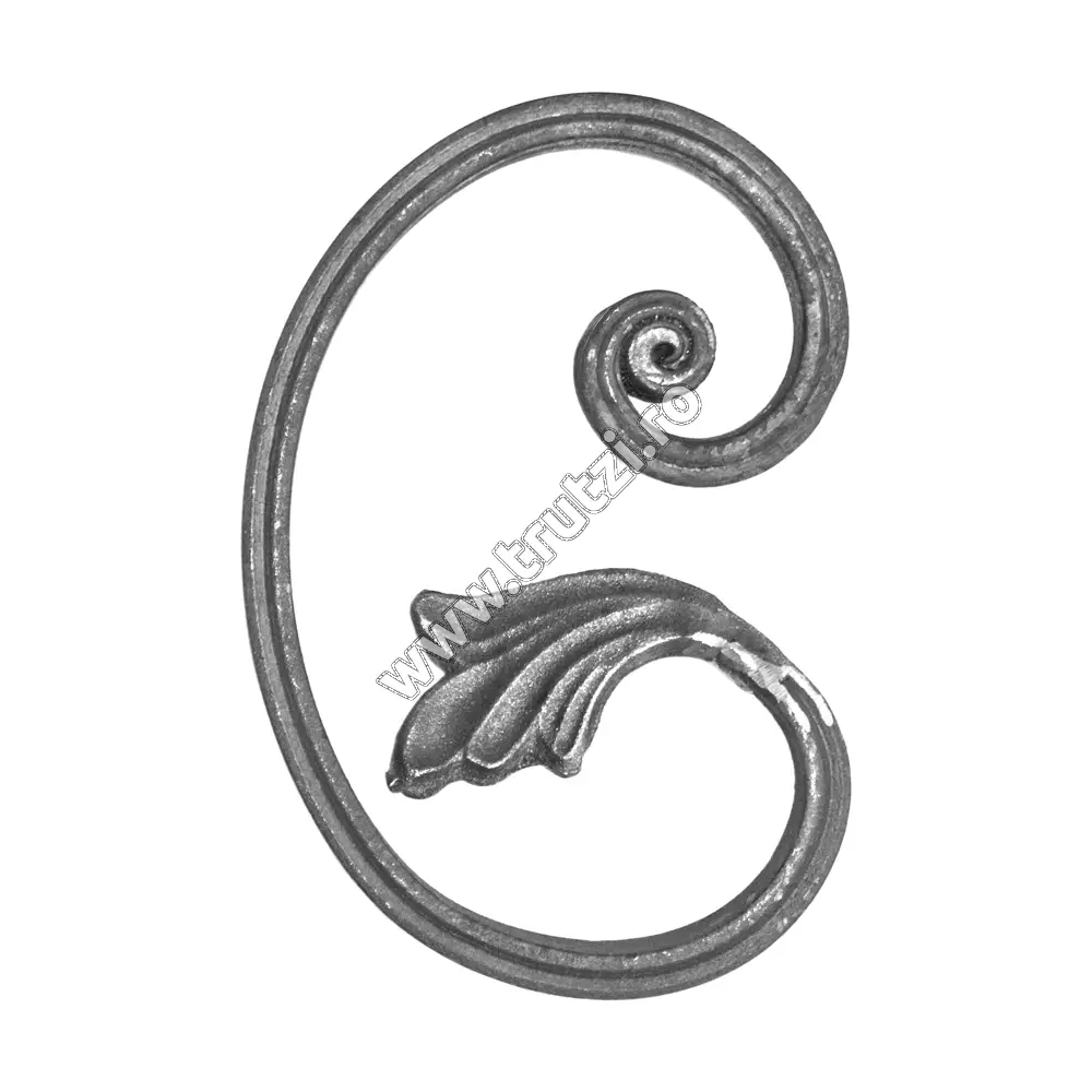 Imagine element "c" cu frunza roluit, sect 16x8mm canelat, h 160 mm, l 105 mm