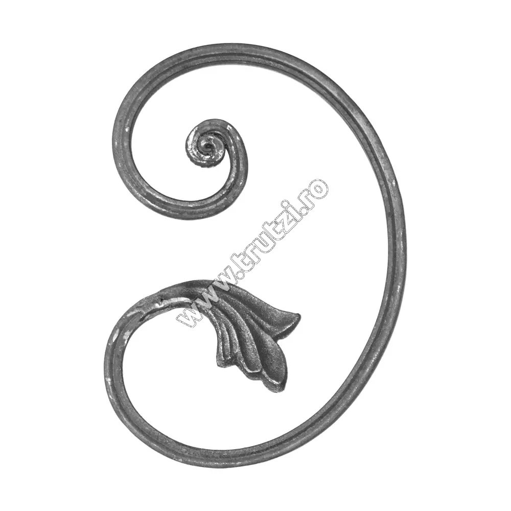 Imagine element "c" cu frunza roluit, sect 16x8mm canelat, h 195mm, l 135mm