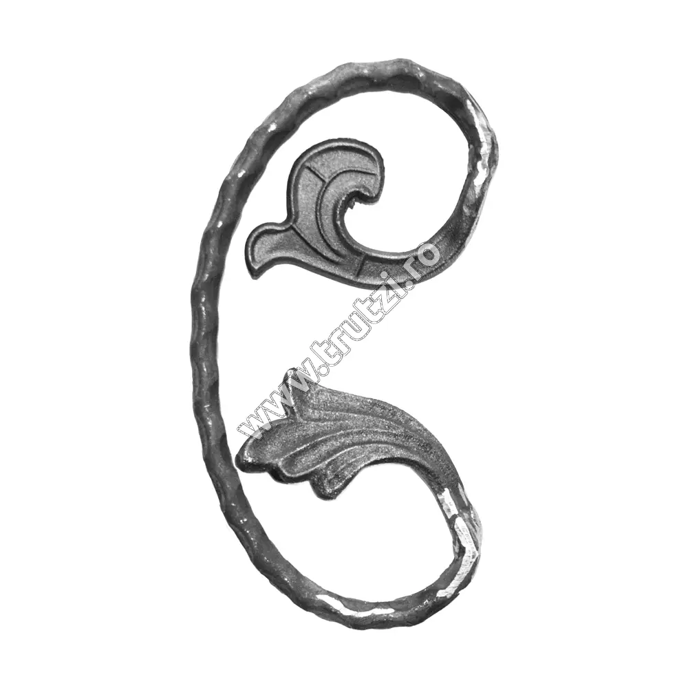 Imagine element c cu frunza sect. 16x8mm amprentat, h 170mm, l 100mm