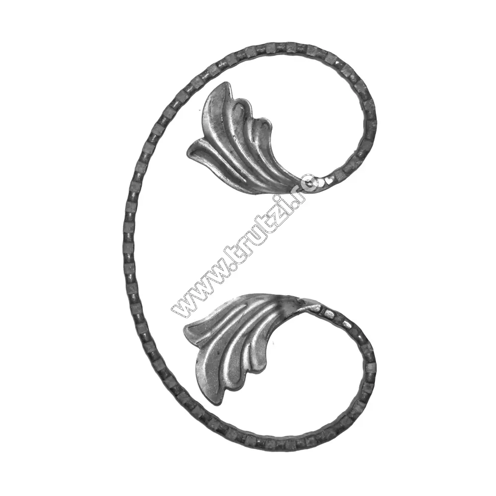Imagine element  " c " cu frunze sect.12x5 amprentat pe cant , h :220 mm, l :140 mm