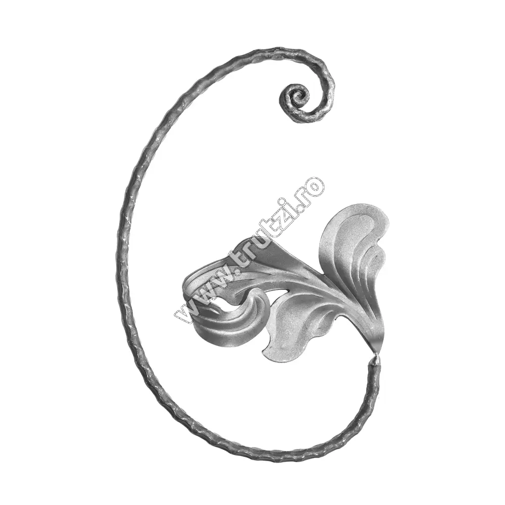 Imagine element "c" roluit cu frunza sect 16x8 mm amprentat, h:315 mm , l: 195 mm