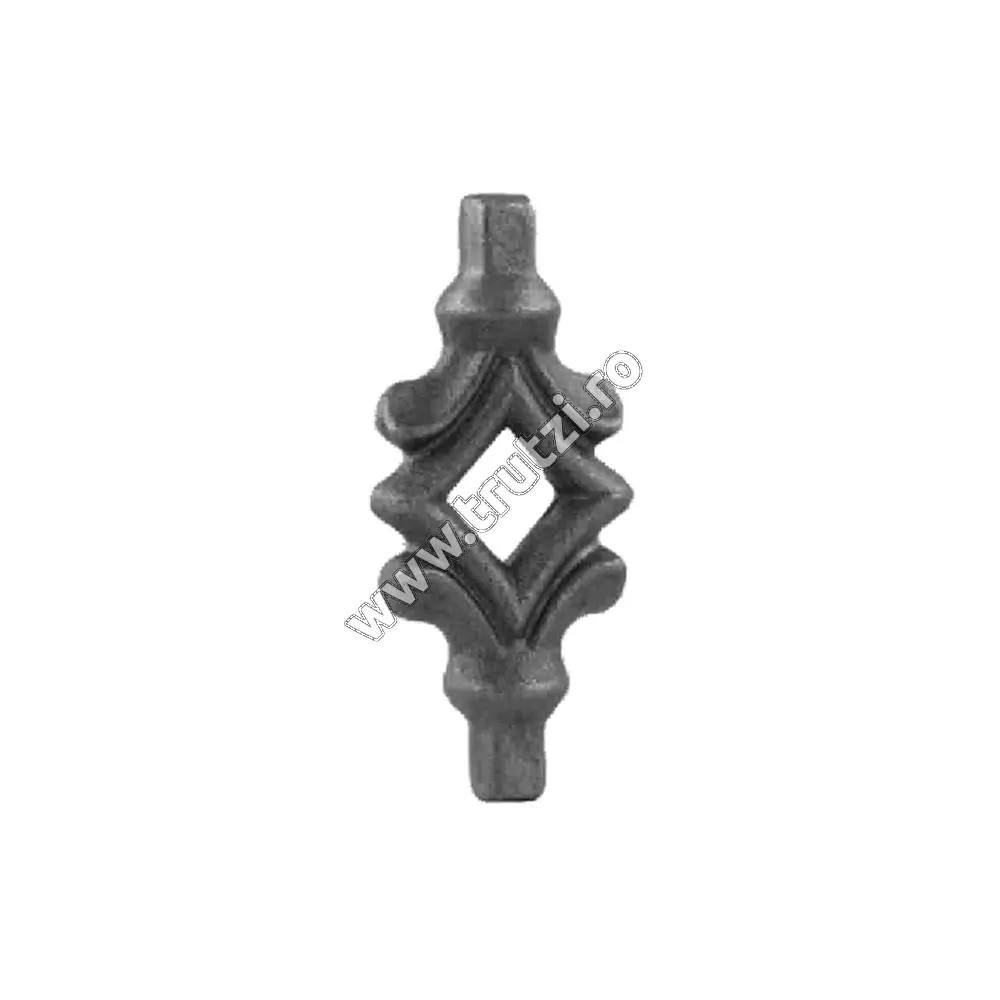 Imagine element de mijloc forjat din otel baza 14x14mm, h 120mm, l 55mm
