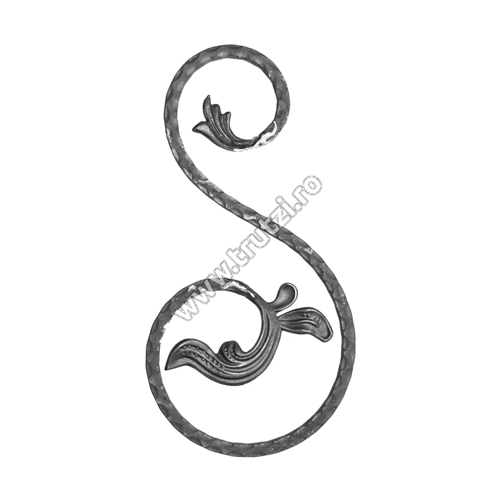 Imagine element "s" cu frunze sect.12x12 mm amprentat , h: 410 mm , l: 210 mm