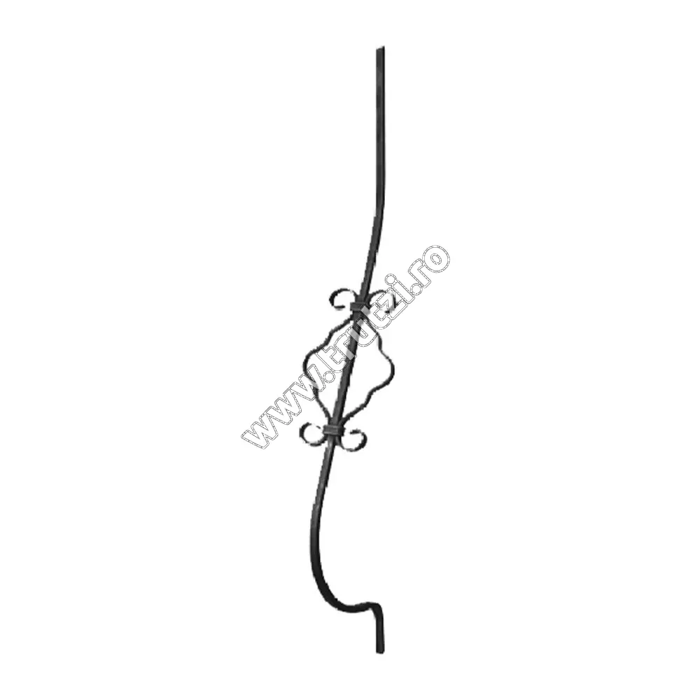 Imagine montant curbat sect. 12x12mm, h 900mm, int. 180mm, l 150m