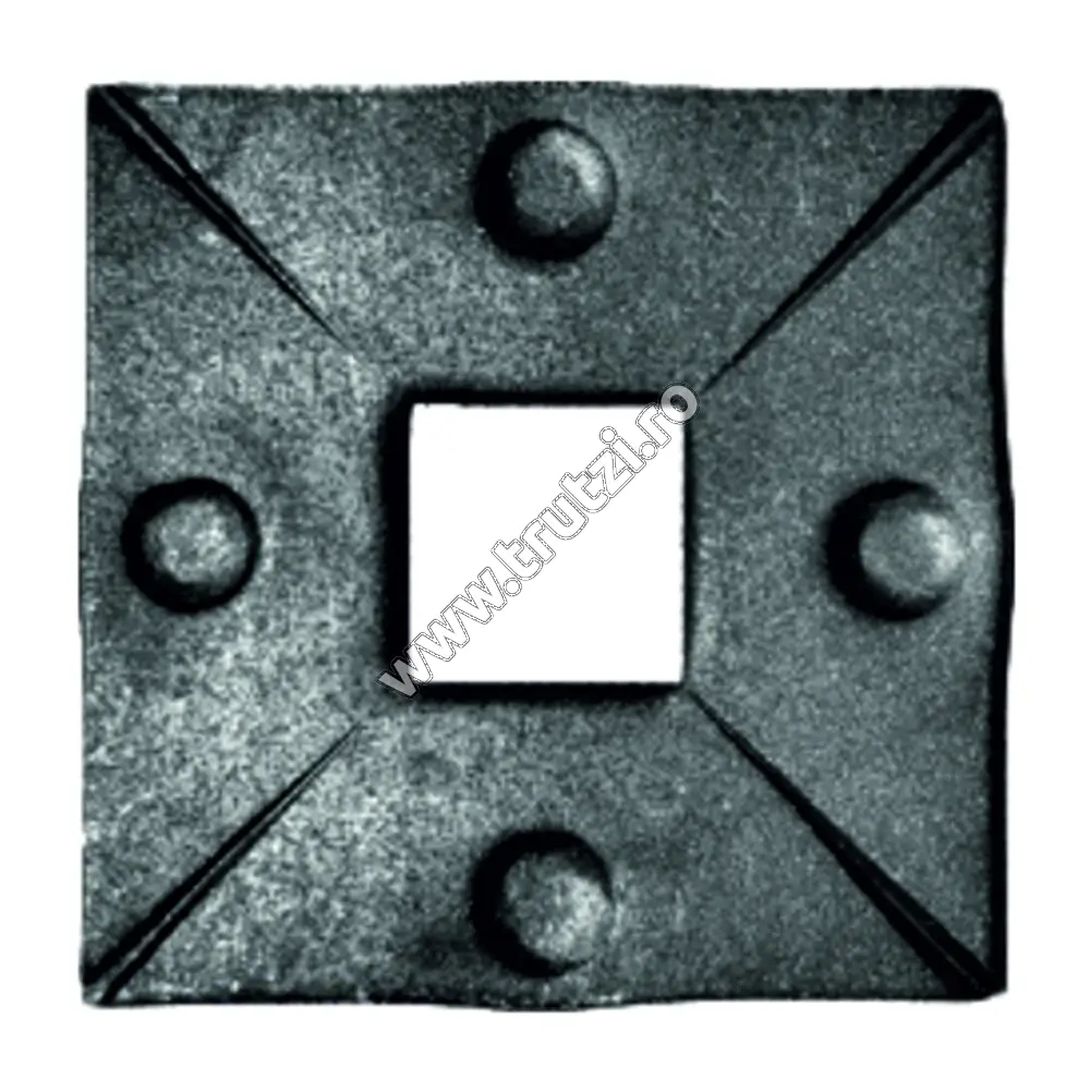 Imagine placuta din tabla pt. balustrada 90x90mm, gaura 30x30mm, gr. 3mm