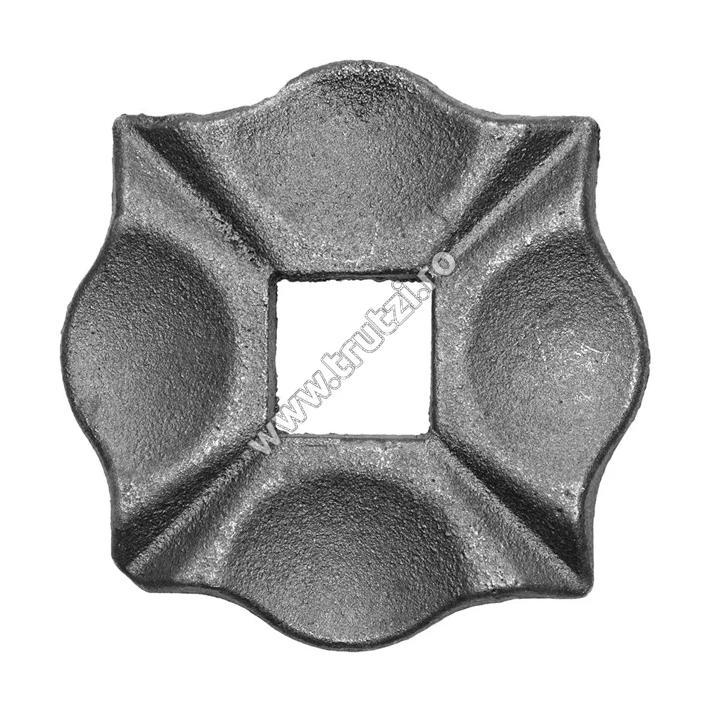Imagine placuta forjata pt. balustrada 100x100mm, gaura 30x30mm, gr. 10mm