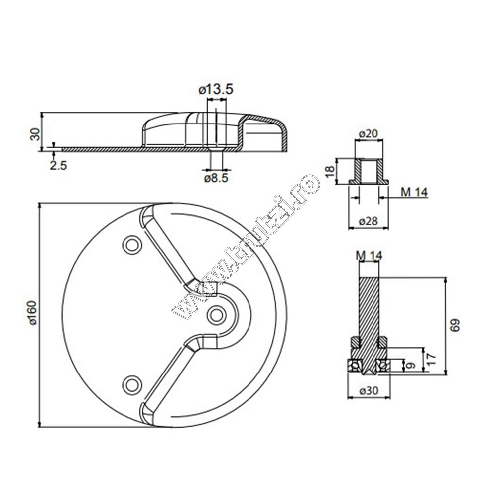 Plăcuță pentru fixare kit Albatros Comunello, ABS-16-g