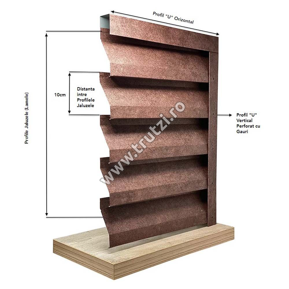 Profil jaluzea Atlas V-mat structurat, grosime 0.50mm, maro RAL 8019