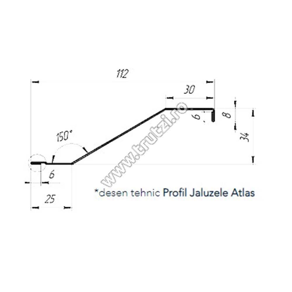 Profil jaluzea Atlas V-mat structurat, grosime 0.50mm, maro RAL 8019