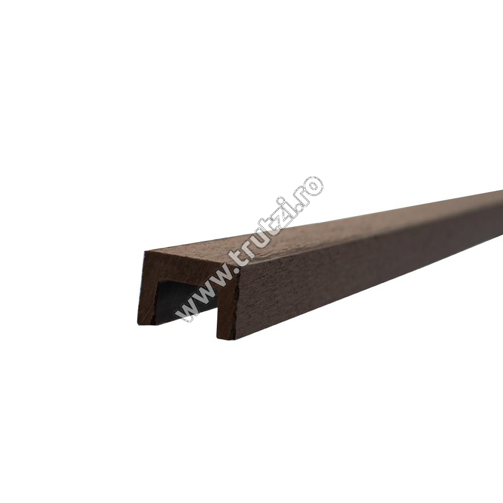 Imagine profil "u" wpc h 2ml pentru uluca celulara wpc, maro inchis, 20mm latime