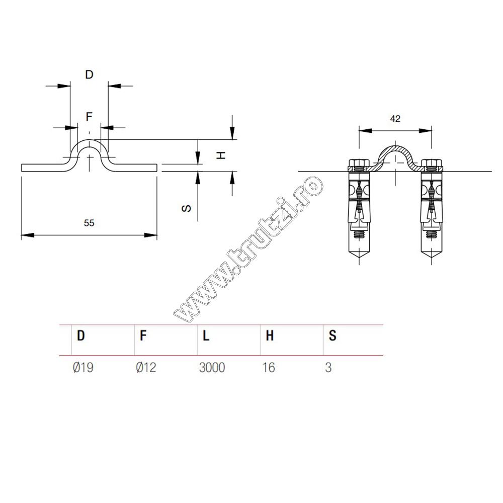 Șină rapido L3000mm pentru kit Ranger Comunello, 289g-FI19-SP3