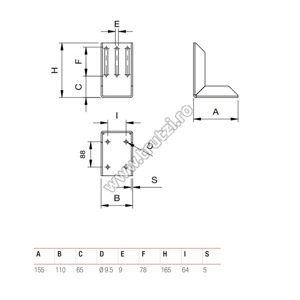 Suport L pentru kit integrator, kit Bullet, kit Ranger Comunello, CG-15m