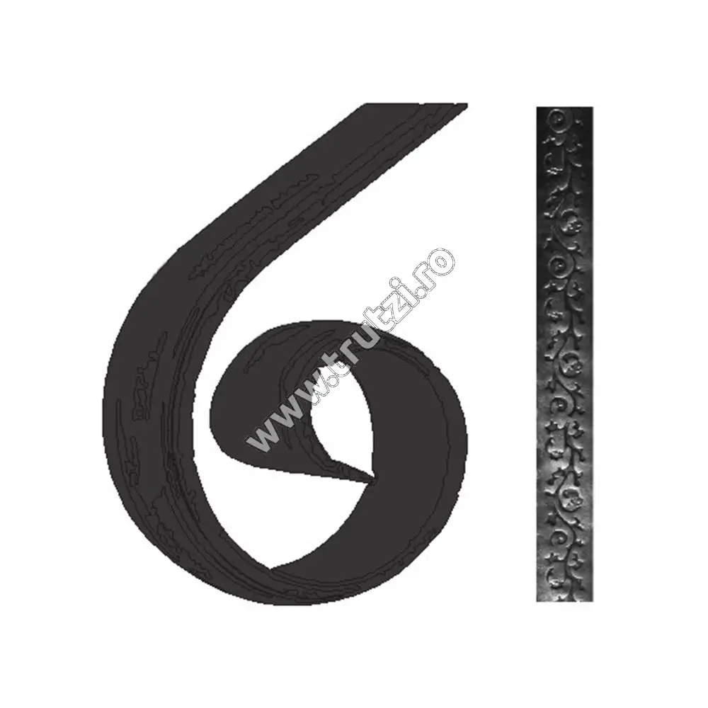 Imagine terminatie mana curenta sect. 40x5mm amprentat floare, fi 150mm, l 250mm