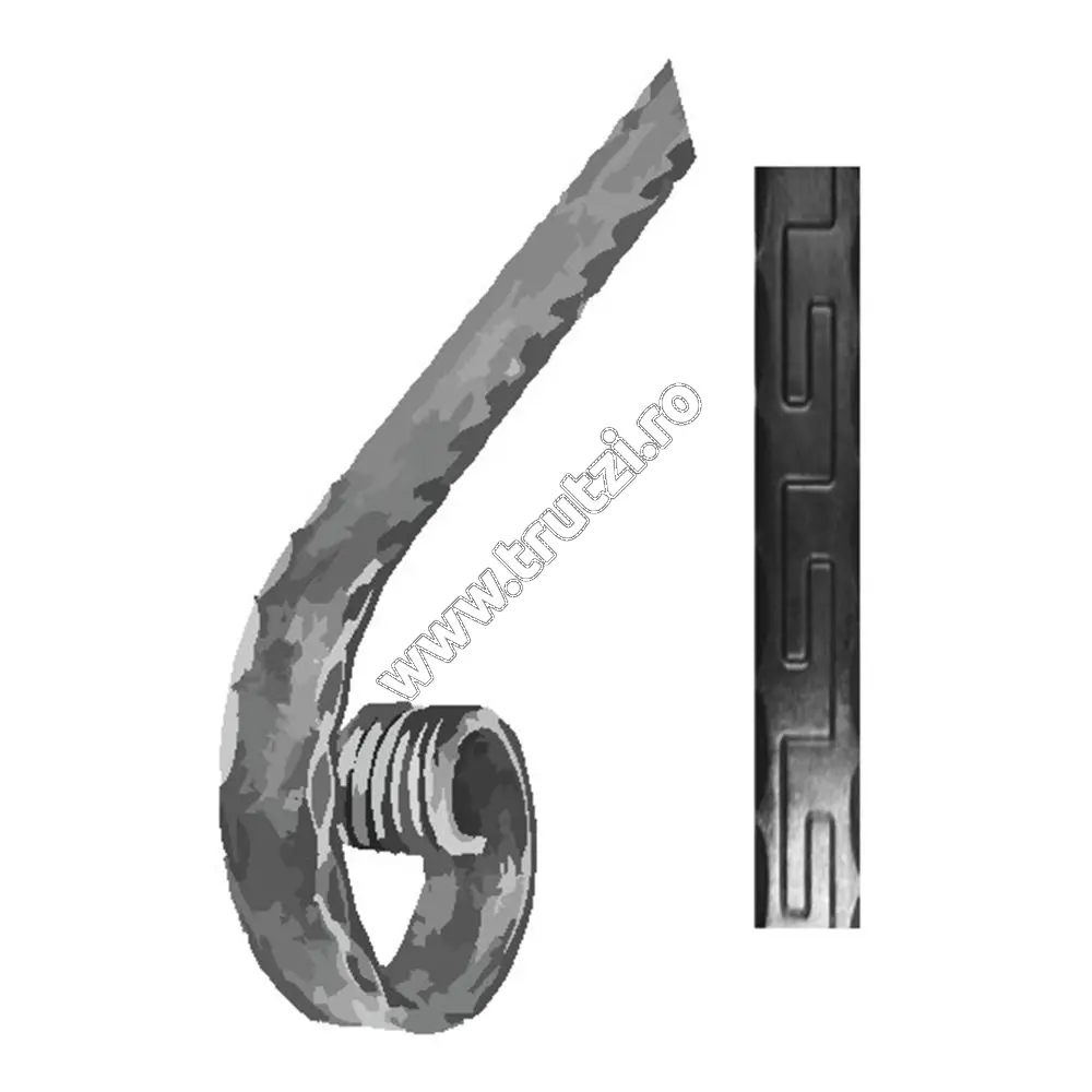 Imagine terminatie mana curenta sect. 40x5mm amprentat grecesc, fi 100mm, l 200mm