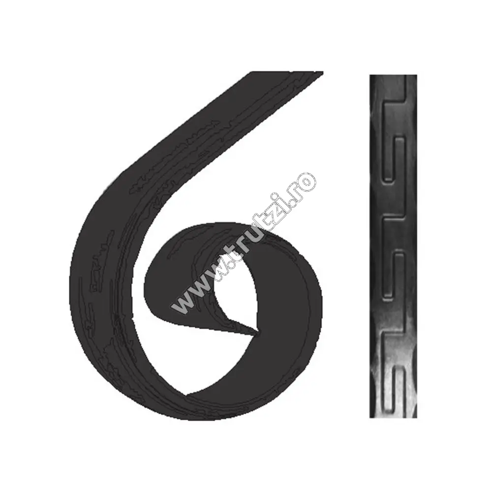 Imagine terminatie mana curenta sect. 40x5mm amprentat grecesc, fi 150mm, l 250mm