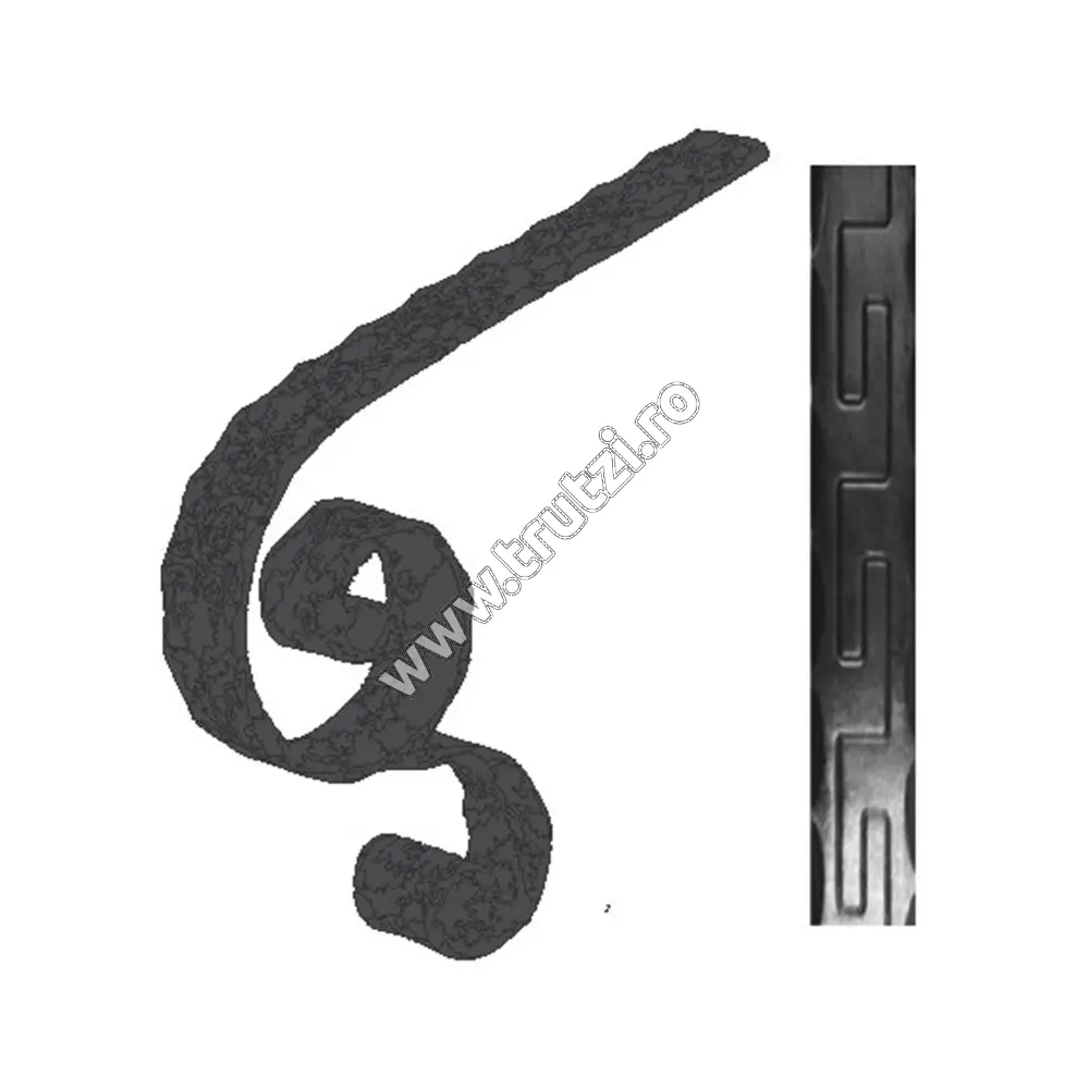 Imagine terminatie mana curenta sect. 40x5mm amprentat grecesc, h 250mm, l 300mm