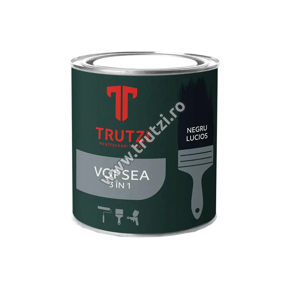 Imagine vopsea negru lucios 3 in 1 0.75 l