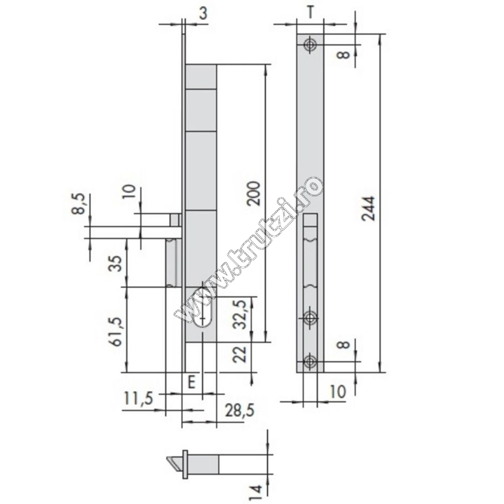 Yala electromagnetică ingusta Cisa H1-244mm, H2-200mm