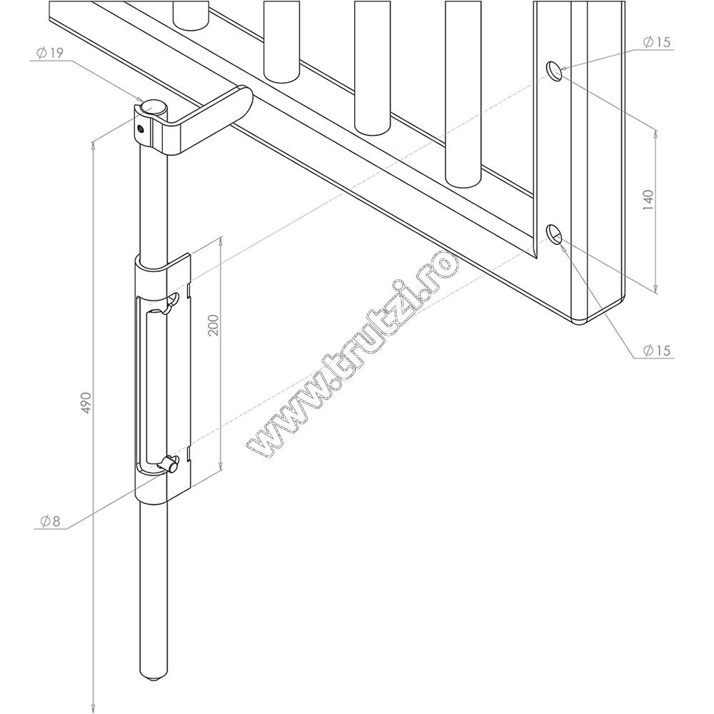 Zăvor vertical Gatemaster din aluminiu, ldb