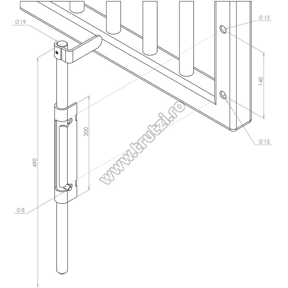 Zăvor vertical Gatemaster din oțel inoxidabil, ldbss